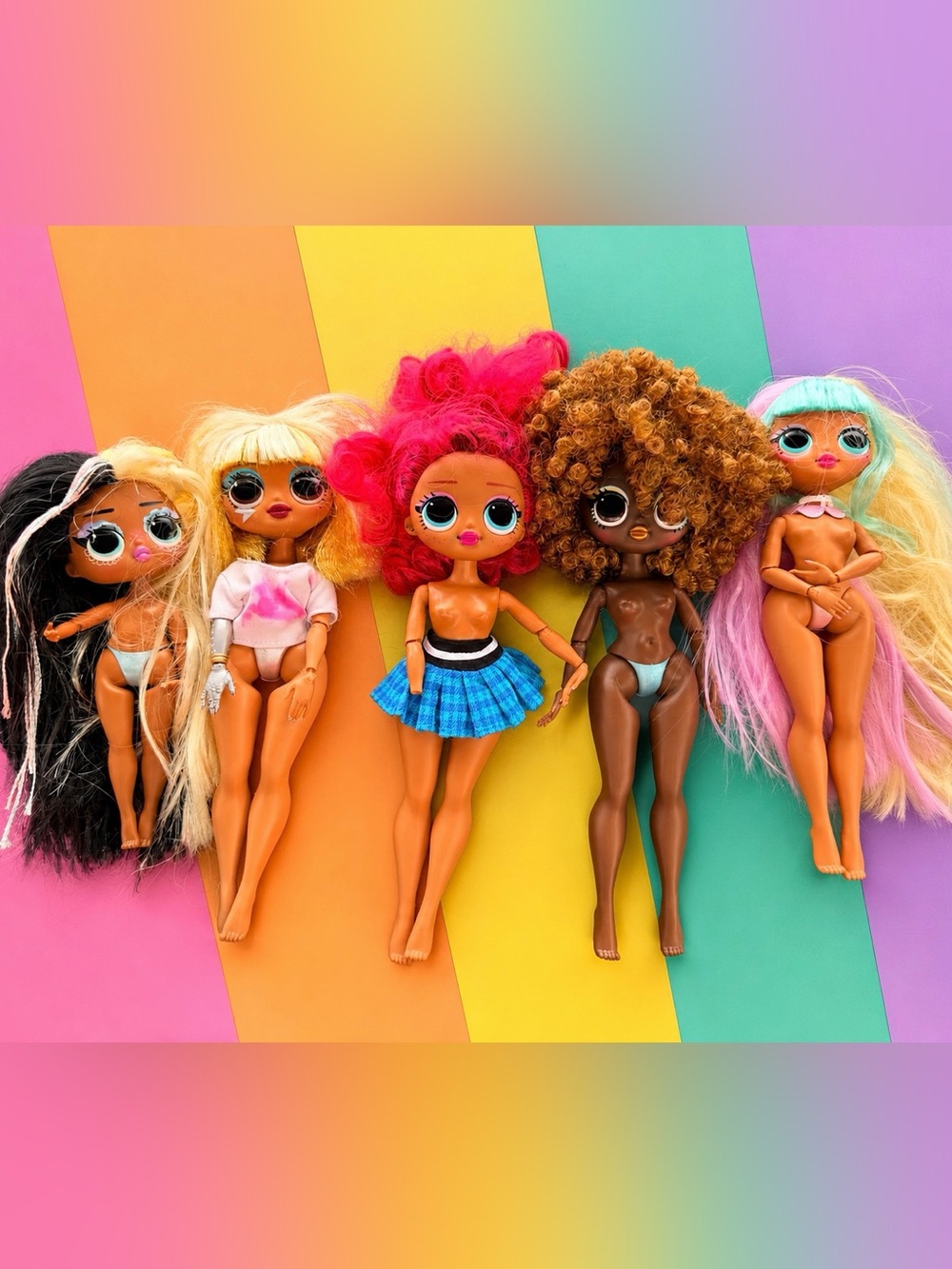 L.O.L. Surprise! Dolls Set with Pink, Red, Brown Hair